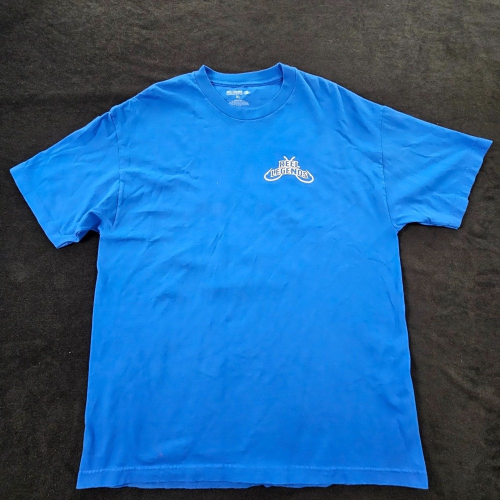 Reel Legends Performance Outfitters Fishing Blue Short Sleeve T-Shirt Men's XL